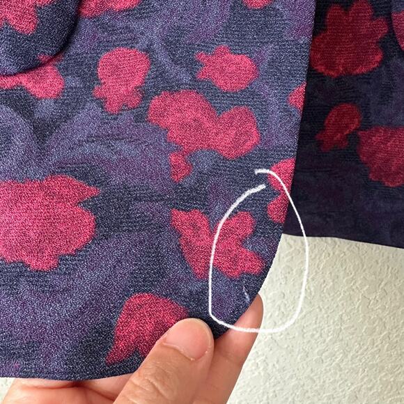 MODCLOTH Blazer Jacket Blue Red Floral Lined Brocade Office Preppy 90s - Picture 7 of 13